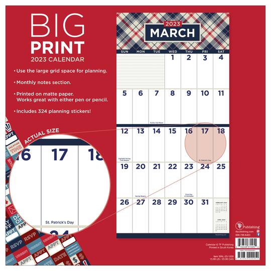 2023 Big Print Wall Calendar Michaels